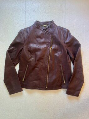 Cole Haan Asymmetrical Leather Jacket Women's Large